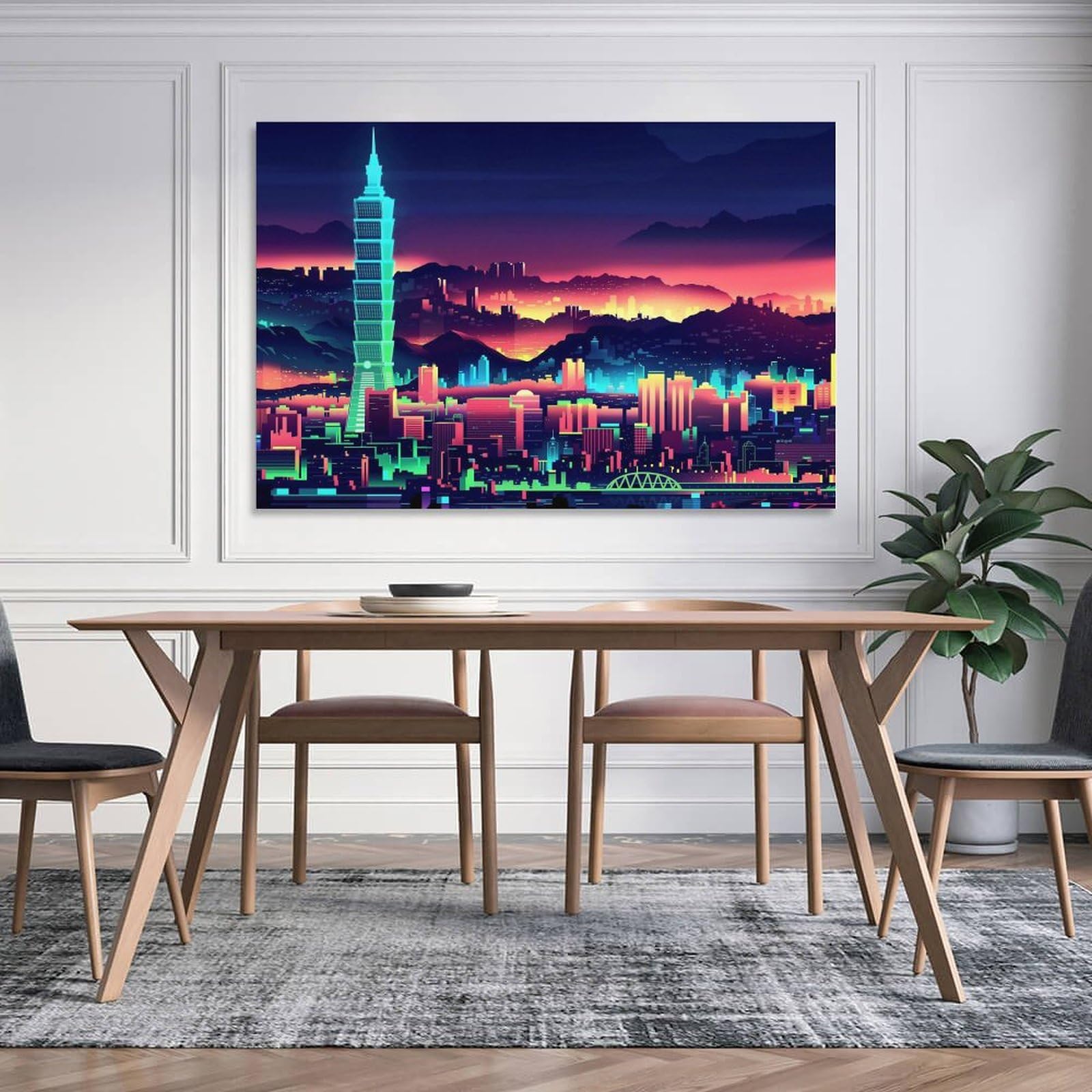Amazon.co.jp: 台北101台湾壁アートキャンバス絵画ポスター アート